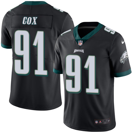 Men's Elite Fletcher Cox Nike Jersey Black - #91 Rush NFL Philadelphia Eagles